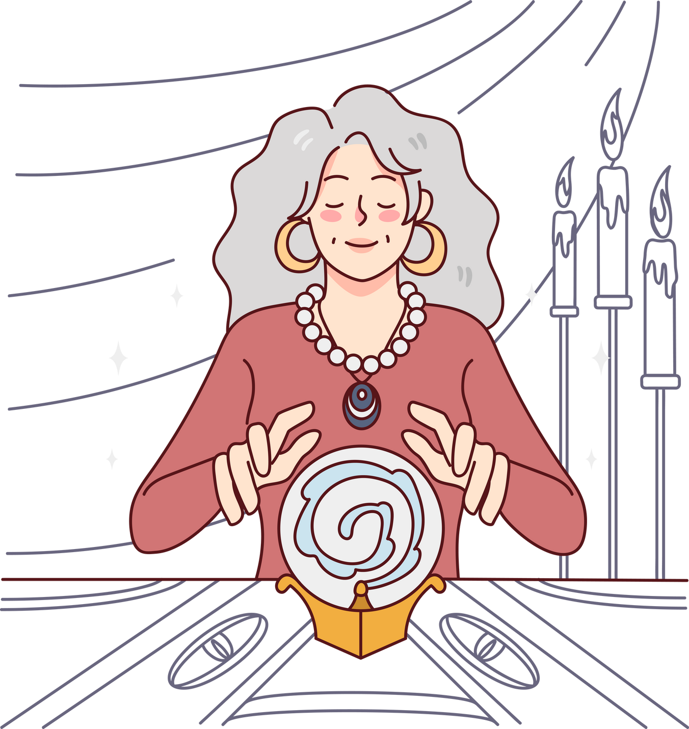 Witch with crystal ball telling future